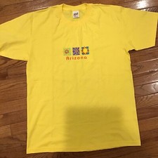 Vintage Single Stitched Embroidered Arizona Yellow Shirt Made In USA Mens Size L