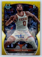 Timmy Allen 2022-23 Bowman University Prospect Autographs Yellow SN #/75 Texas