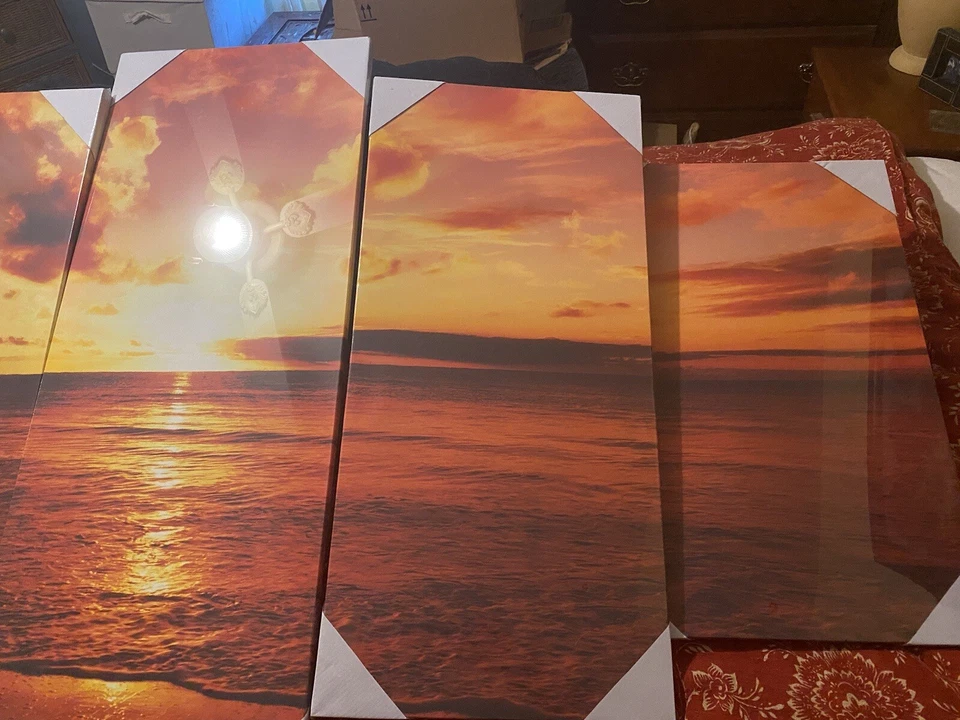 Canvas Print Photo Pictures Wall Art Seascape Sunrise over beach 5 piece NEW NIB - Image 4 of 4
