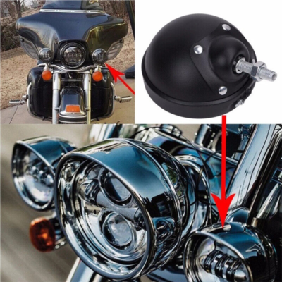 Pair 12V LED Auxiliary Passing Spotlights – Black Housing – Fits Harley Motorcycles