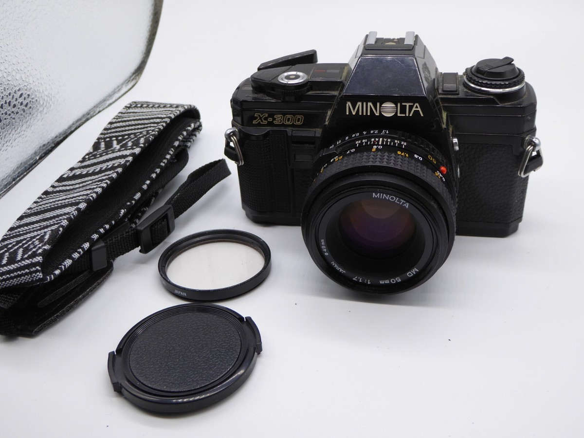 Minolta X-300 SLR 35mm Film Camera Black MD 50mm Lens new  batteries