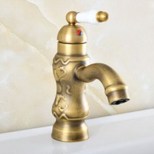 Deck Mounted Bathroom Faucet Antique Brass Single Handle Sink Mixer Taps zsf820