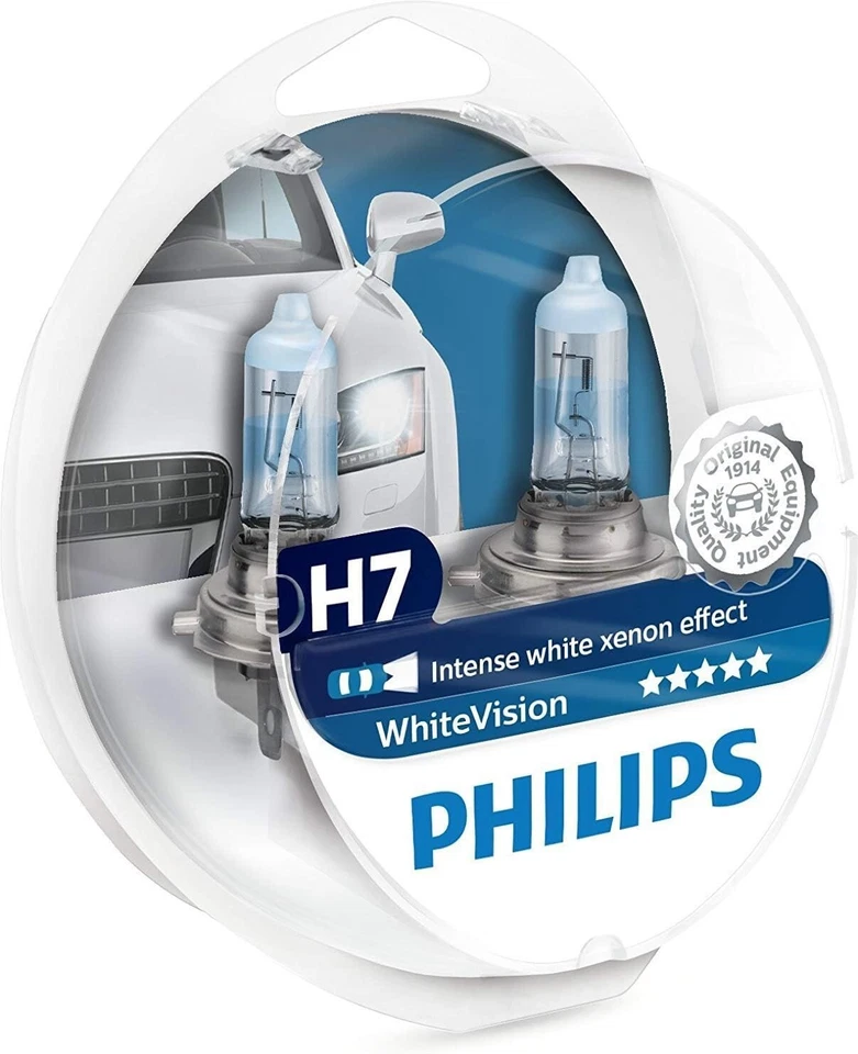 Philips WhiteVision 3700K H7 55W Dos Bombillas Cabezal Luz Viga Baja Reemplazar Stock Foto 2 de 4