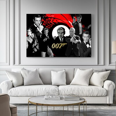 James Bond 007 Commemorative Movie Framed Canvas Wall Art Print