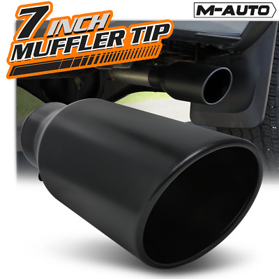 Black 15''Exhaust Pipe Tail End 5''Inlet 7''Outlet Stainless Steel Muffler Roll Tip