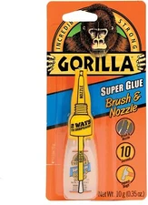 Gorilla Super Glue with Brush & Nozzle Applicator, 10 Gram, Clear
