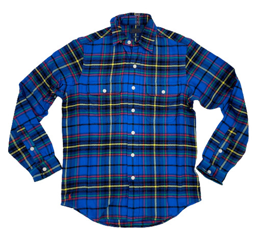 Polo Ralph Lauren Men's Classic Fit Multi Plaid Flannel Long Sleeve Shirt, Blue