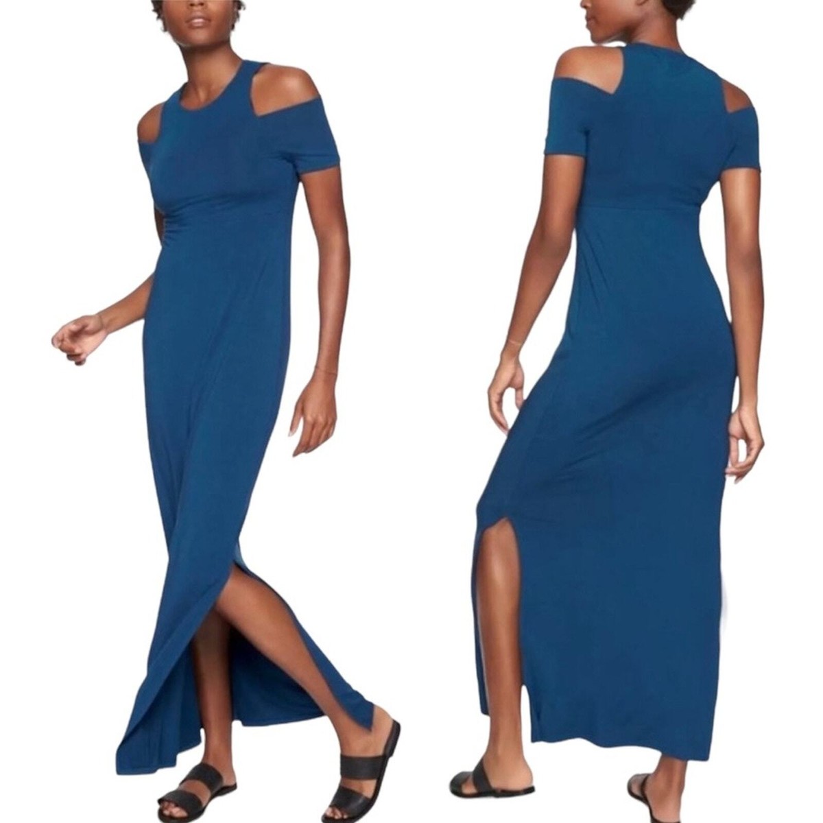 Athleta Isla Cut Out Summer Maxi Dress Blue Size Small | eBay