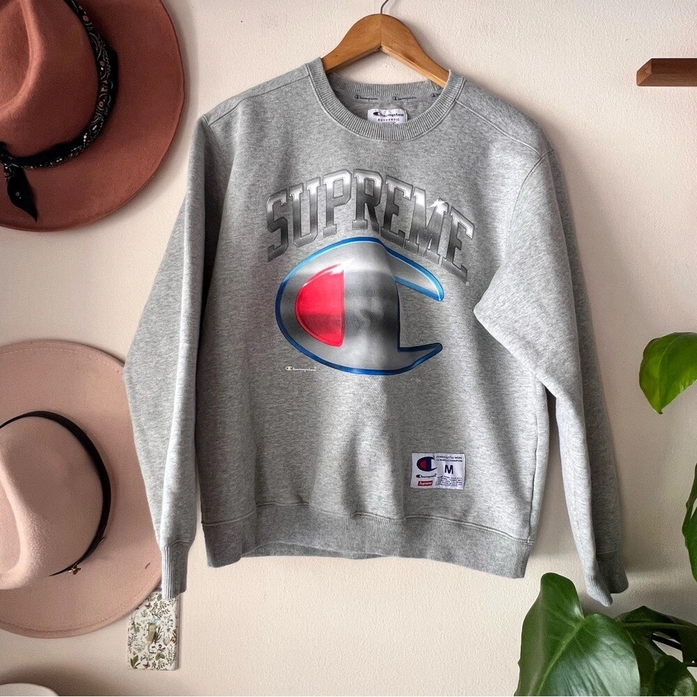 Sweat col rond chromé Supreme Champion gris chiné TAILLE MEDIUM