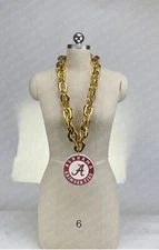 New University Alabama BAMA Jumbo Gold Big Fan Chain Necklace Foam MI USA