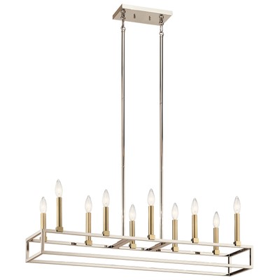 Finet 10-Light 38'' Linear Chandelier in Polished Nickel