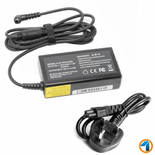 For Medion Erazer MD98460 Compatible Laptop AC Adapter Charger 19V 3.42A 65W - Picture 1 of 7
