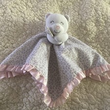 Carter's Bear Pink and Gray Leopard Print Security Blanket Lovey Soft and Cuddly