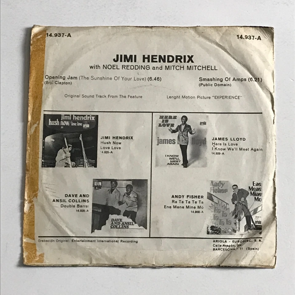 Jimi Hendrix - Opening Jam 7" Vinyl Record (SPA) - 14.937 - Image 2 of 4