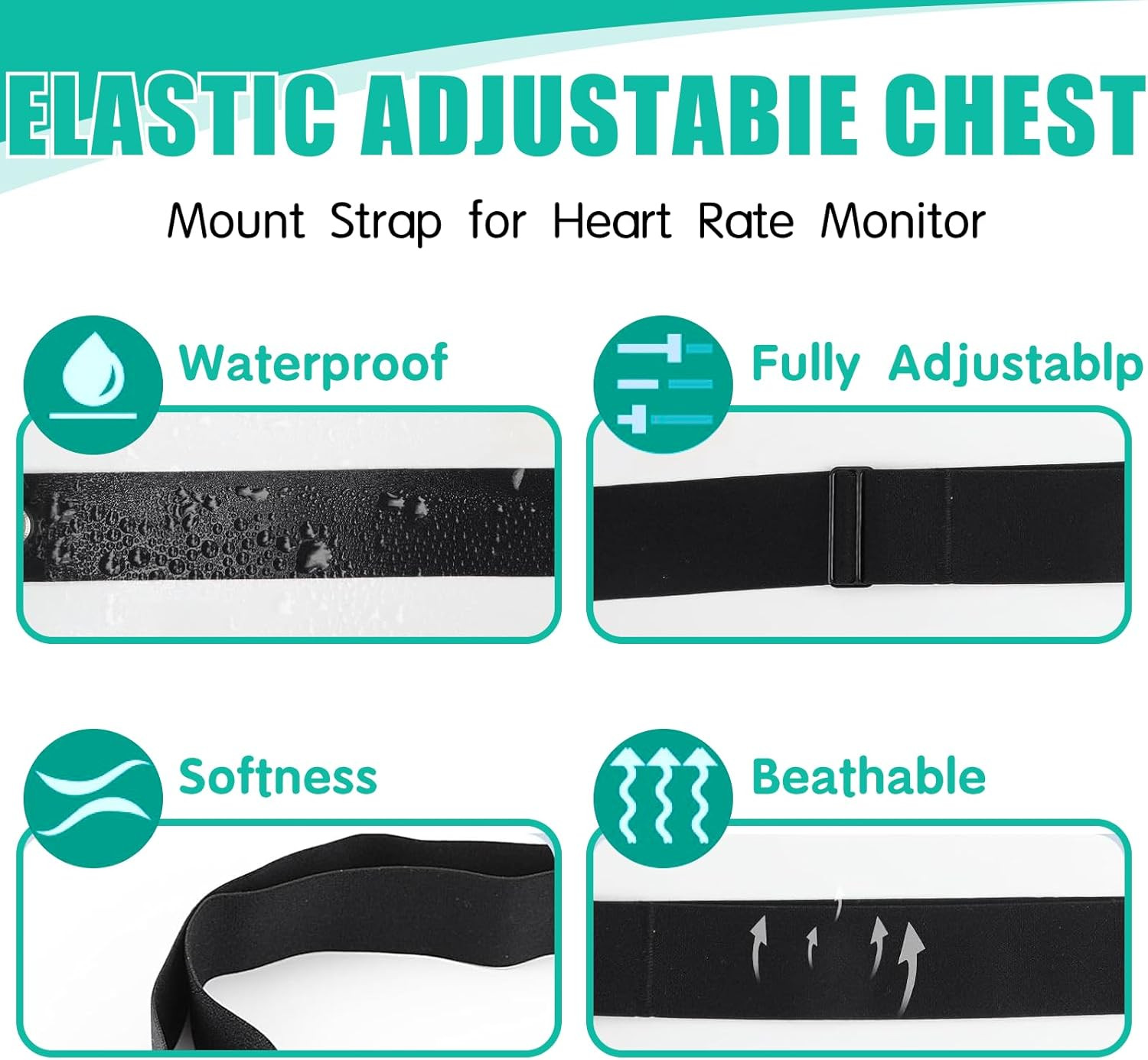 Ceinture cardiofrequenzemet double Bluetooth ANT+ sangle extensible pour running - 4