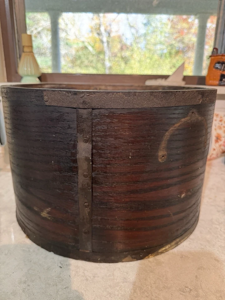 Antiguo cubo de madera de grano de General Store pátina oscura 13,5" x 9" Foto 4 de 4