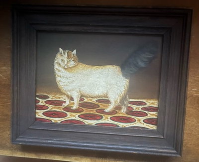 #ad Primitive Cat Oil Painting $52.50
