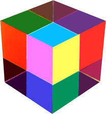 Acrylic CMY Color Cube 1.6 Inch Prism for Science Education Desk Decoration