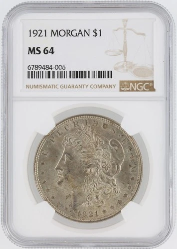 1921  Morgan Dollar NGC MS64 Philadelphia Minted Silver Dollar No Reserve