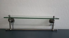 Glass bathroom shelf with towel bar silver - 22in
