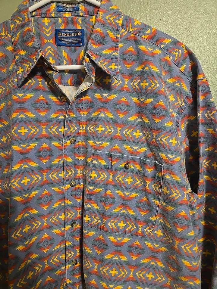 Vintage Pendleton Shirt Button Down Top Long Sleeves Multi Color Aztec Sz L - Image 2 of 4