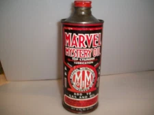 VTG MARVEL MYSTERY OIL MOTOR 16 FL OZ / 1 PINT EMPTY METAL CONE TOP CAN GAS