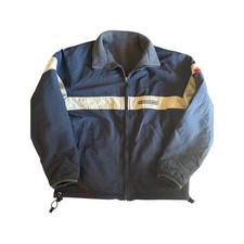 Vtg 90  s Abercrombie  Fitch S Reversible Navy Nylon Gray Fleece Full Zip Jacket