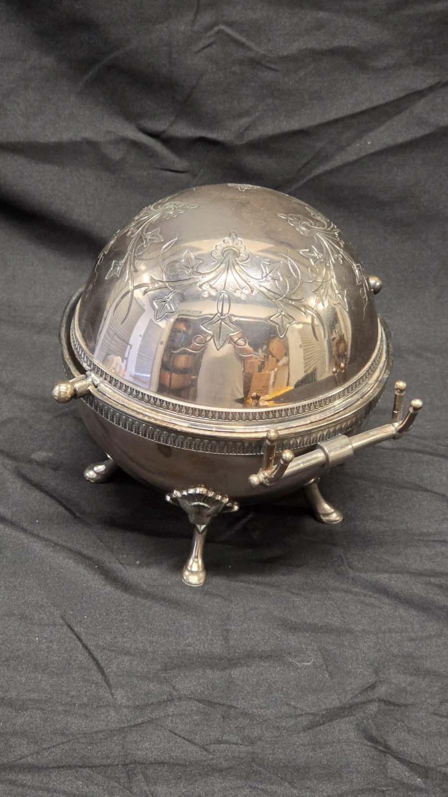 Antique Victorian E. Kaufmann Silverplate Revolving Dome Butter Dish Pat. Sept.