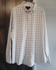 Mizzen  Main Men's Size XL White/ Blue Leeward Classic No Tuck Fit Dress Shirt