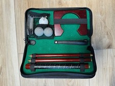 Indoor Golf Putting Set With Leather Carrying Case Portable Practice Kit
