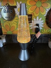 Glitter Lava Lamp Silver Base Clear Liquid, Multi Color Glitter 14.5  Works
