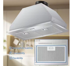 Tylza KMB02M-30 28" LED 600 CFM Commandes en acier inoxydable Insert Range Hood Touch