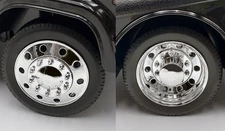 TRUCKER CHROMED DUALLY RAMP TRUCK WHEEL & TIRE SET 1:18 ACME A1801917W GMP