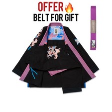 Kimono Albino e Preto Anno del Drago Noreen Nero BJJ Gi Con Cintura Regalo