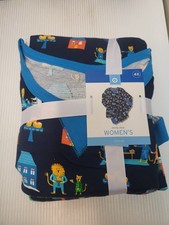Women's Hanukkah Lions Print Matching Family Pajama Set 4X Plus Size Navy Blue