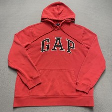 VTG Gap Hoodie Mens Medium Red Pullover Sweatshirt Fleece Logo Embroidered y2k