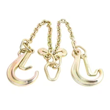 5/16 Inch X 2 Feet V-Chain Towing Chain Bridle G70 w/ 8 Inch and 4 Inch J Hooks