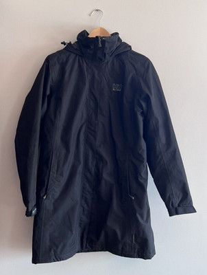 HELLY HANSEN Womens ADEN INSULATED RAIN COAT longer Jacket Hooded Black Medium