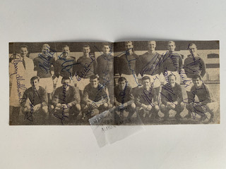 CHELSEA F C HAND SIGNED B & W TEAM PHOTOGRAPH FROM THE 1960'S