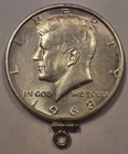 1968 D Kennedy Half Dollar, AU, 40% Silver Jewelry Clasp Necklace