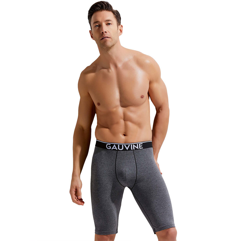 Gauvine Cotton Classic Long Boxer Brief 3016 Dark Gray Malange image 2