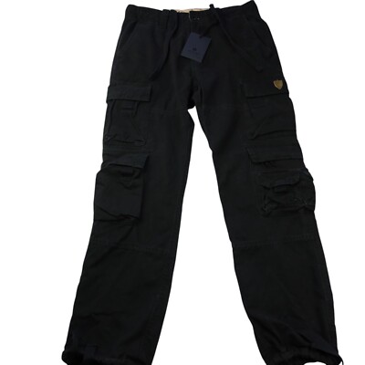 Jet Lag FW 011 Men's LIMITED EDITION Cargo Trousers Side Pockets, Black. 31W/30L