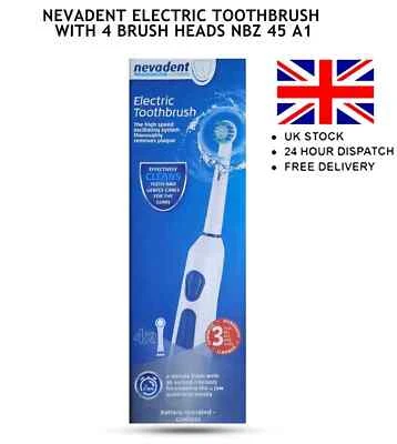 Nevadent Electric toothbrush with 4 brush heads NBZ 45, BRAND NEW, SEALED