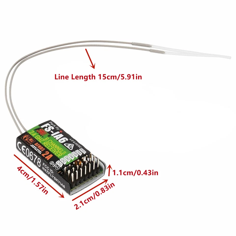 2,4 GHz 6 Kanal 6CH FS-iA6 Empfänger für Flysky i4 i6 i10 GT2E GT2F GT2B Sender - Bild 2 von 4