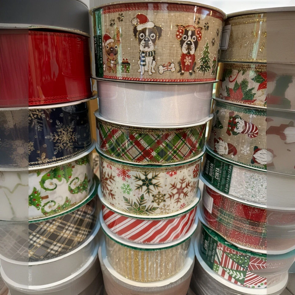 Kirkland Wire-Edged Ribbon 1.5"-2.5" Wide 50 YD Holiday Gift Wrap Glitter Ribbon - Image 2 of 4