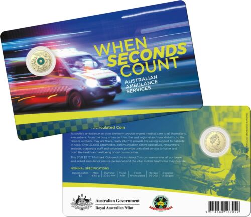 2021 Australian Ambulance Service $2 Coin - Canberra 'C' Mintmark - Picture 1 of 3