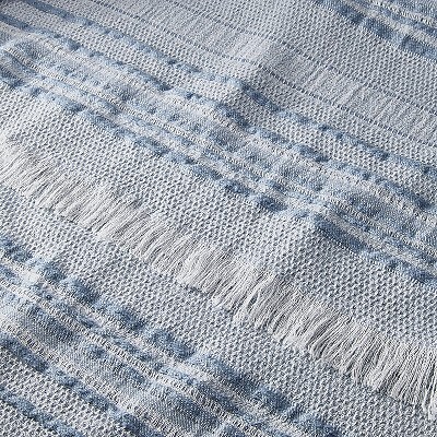 Textured Rib Stripe Dobby Throw Blanket Vintage Blue - Hearth & Hand ...