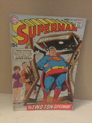 SUPERMAN #221  1969 ''The Two-Ton Superman!'' SILVER AGE DC COMICS