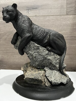 Tim Wolfe Vantage Point Black Panther On Rock Ledge Vintage 1995 #9098