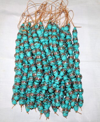 10 Strands Turquoise Glass Beads Multi Shapes Mix, Duty Paid Door Delivery